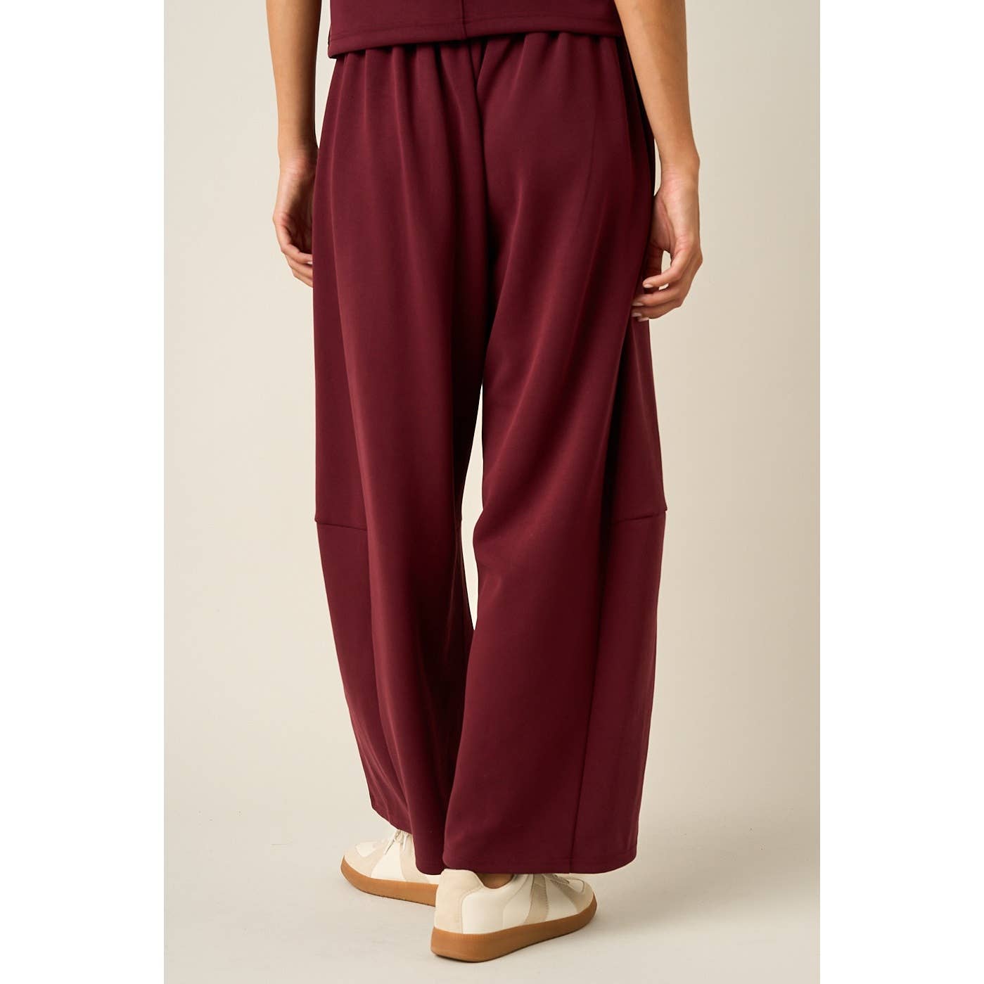 CLOUD KNIT DRAWSTRING WAIST BARREL LEG PANTS