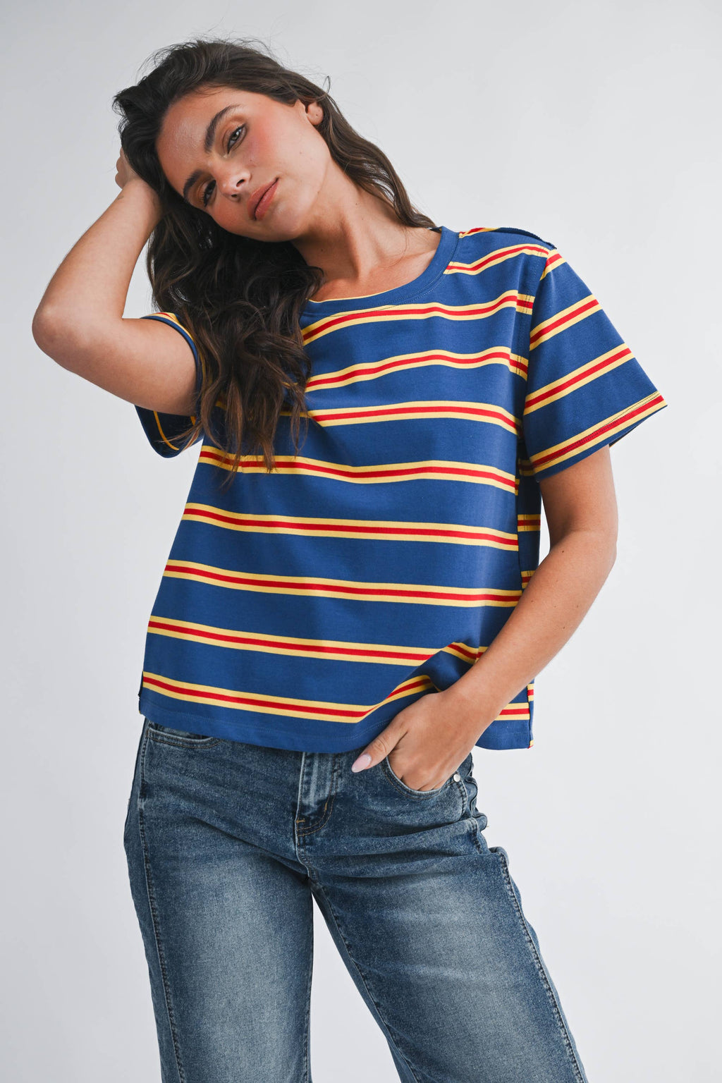 8510HN Striped Boxy Short Sleeve Tee