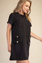 Round Neck Twist Trim Mini Dress