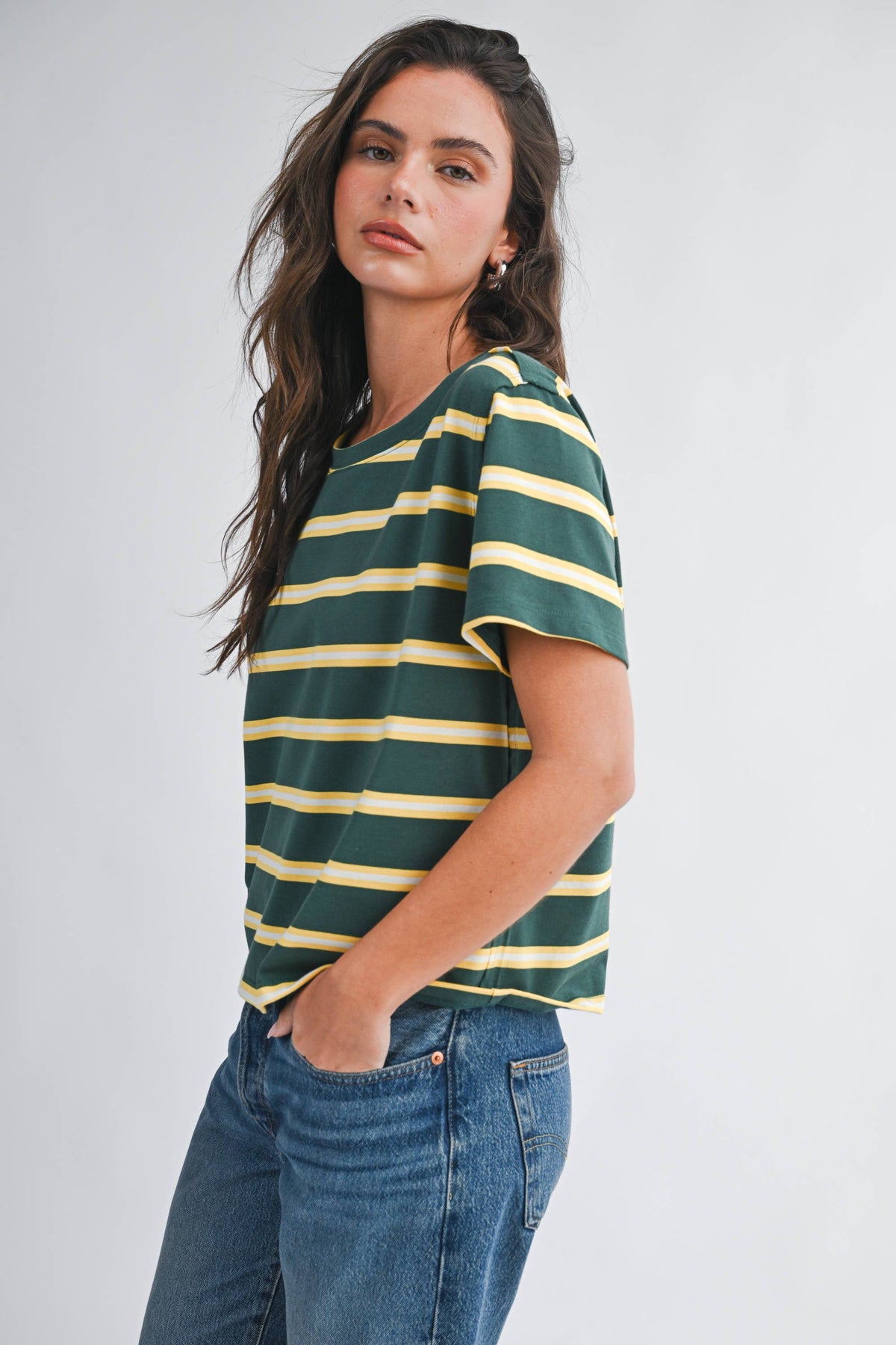 8510HN Striped Boxy Short Sleeve Tee