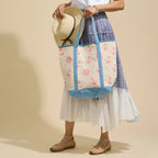 Large Nautical Print Canvas Tote | Beach Carry Bag