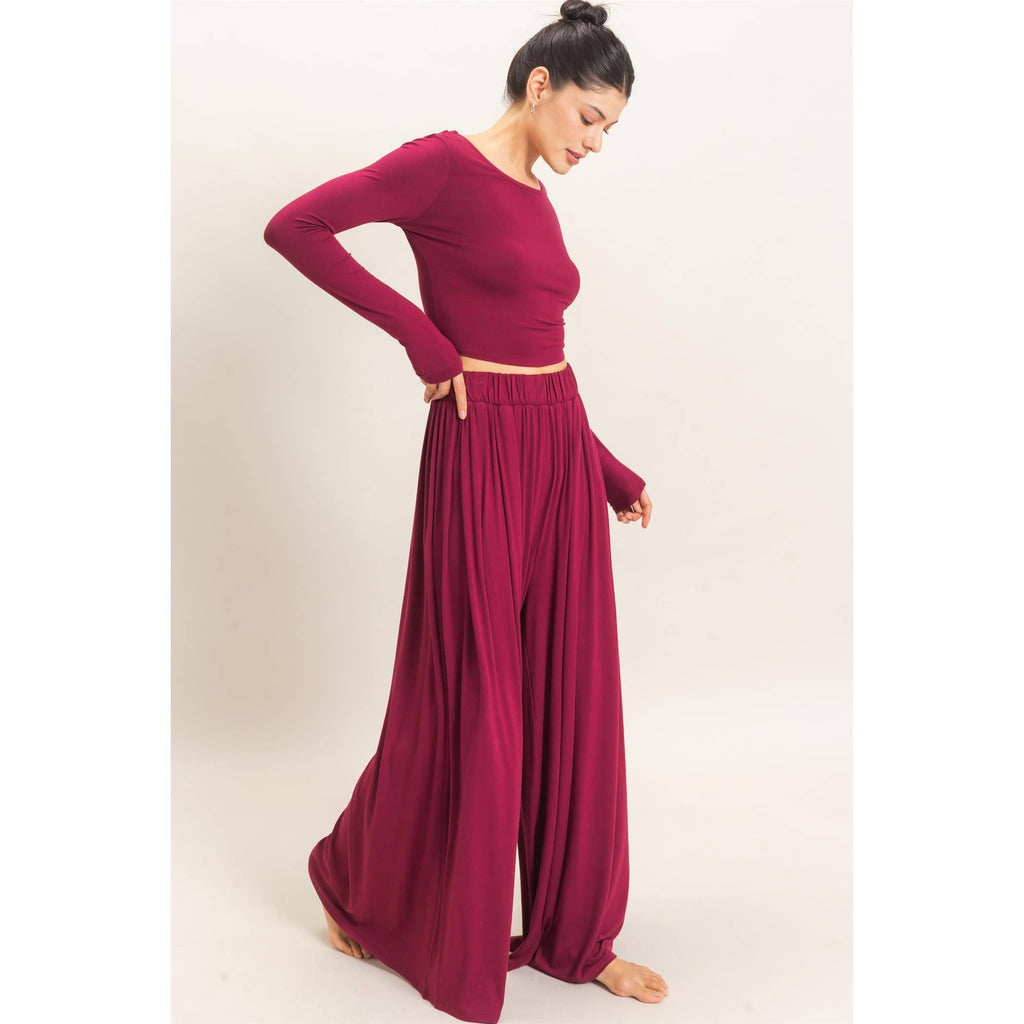 Long Sleeve Top & Wide Leg Pants Set