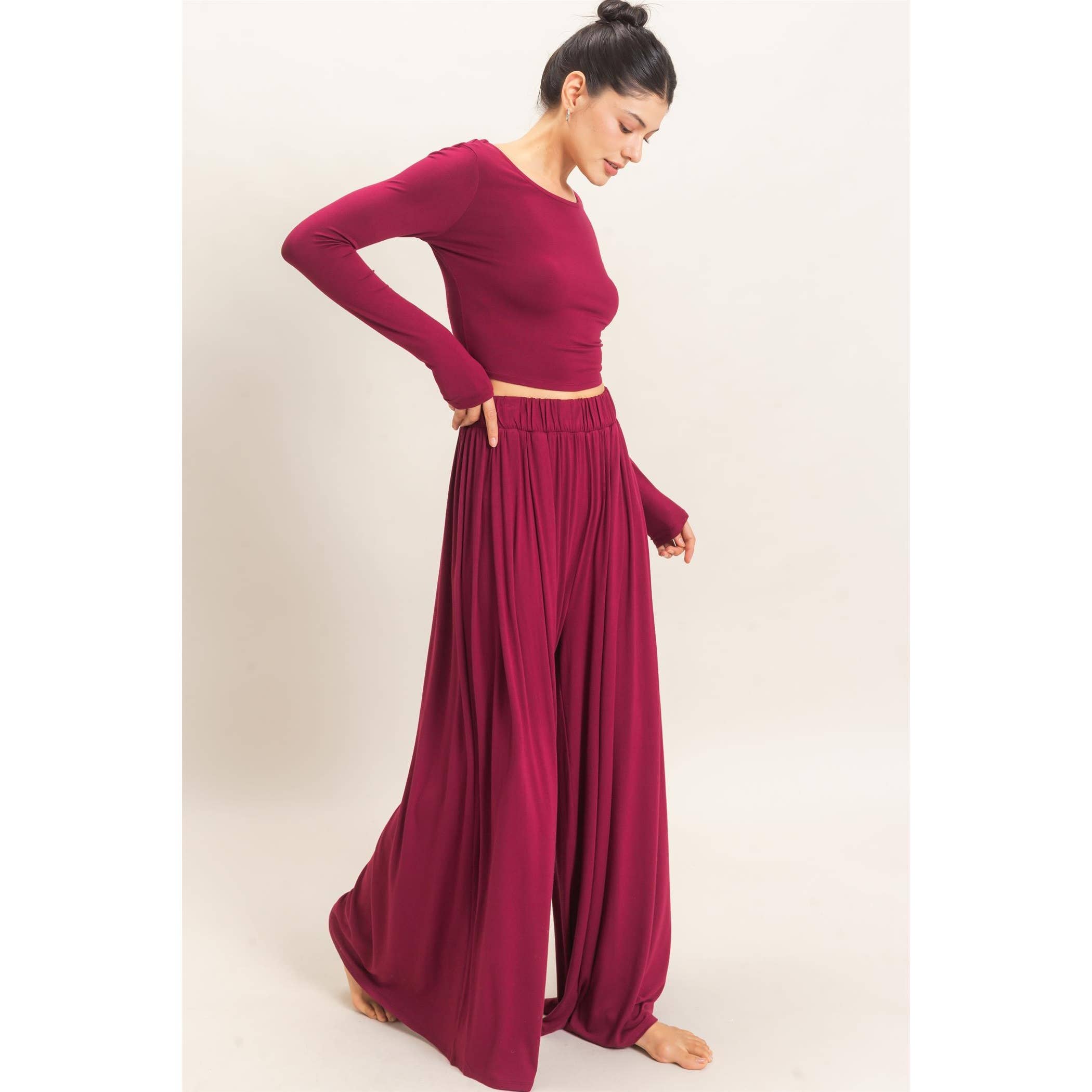 Long Sleeve Top & Wide Leg Pants Set
