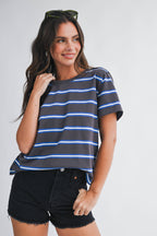 8510HN Striped Boxy Short Sleeve Tee