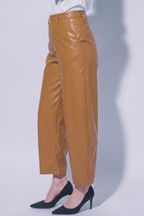 Faux Leather Barrel Leg Pants