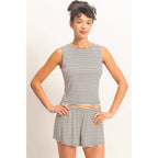 Striped Sleeveless Tank And Shorts Set