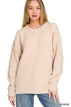Exposed Seam Drop Shoulder Oversized Sweater