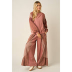 PATCHWORK MIXED PRINT WIDE LEG PANTS