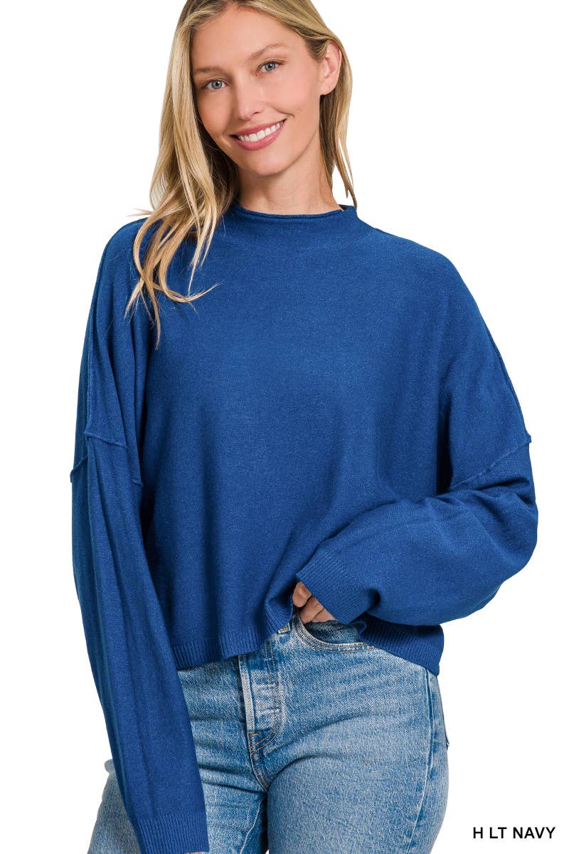 Mock Neck Fall Crop Sweater