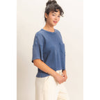 Mineral Wash Waffle Knit Pocket Top