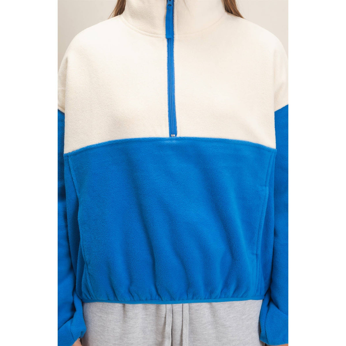 Fleece Color Contrast Half Zip Pullover