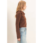 Ruffled Collar Knit Cardigan