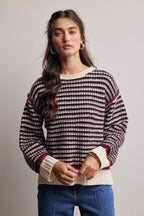 Striped Textured Knit Sweater FSW0063