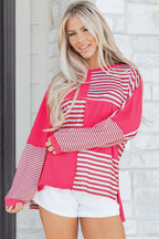 Stripe Patchwork Long Sleeve Tunic Top