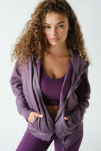 Fleece Hoodie Jacket with Tapered Sleeves