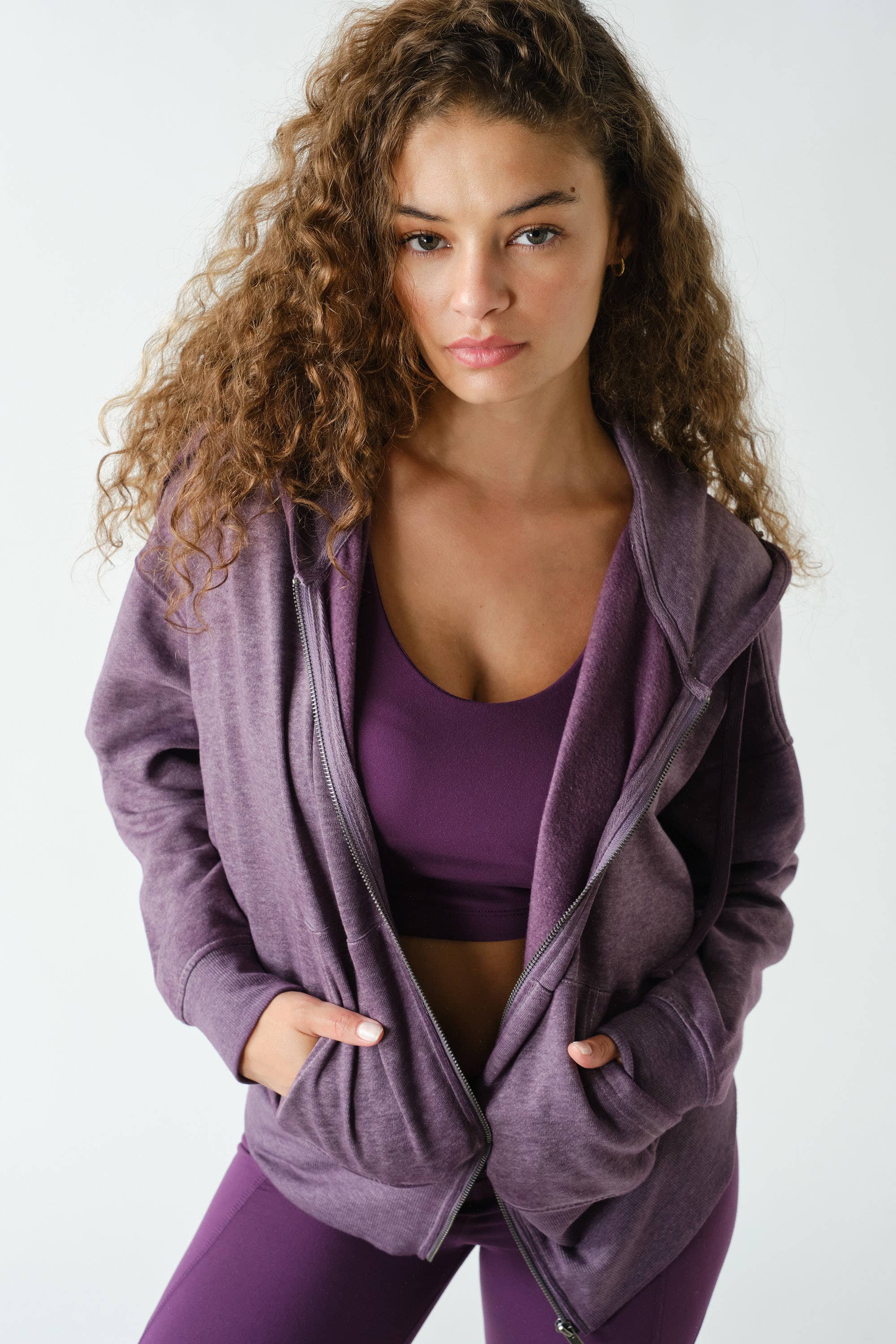 Fleece Hoodie Jacket with Tapered Sleeves