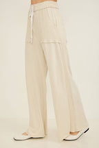 Mineral Wash Side Knit detail wide leg pants HE5878P