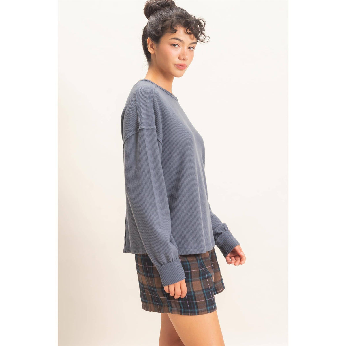 Raw Edge Waffle Sweatshirt