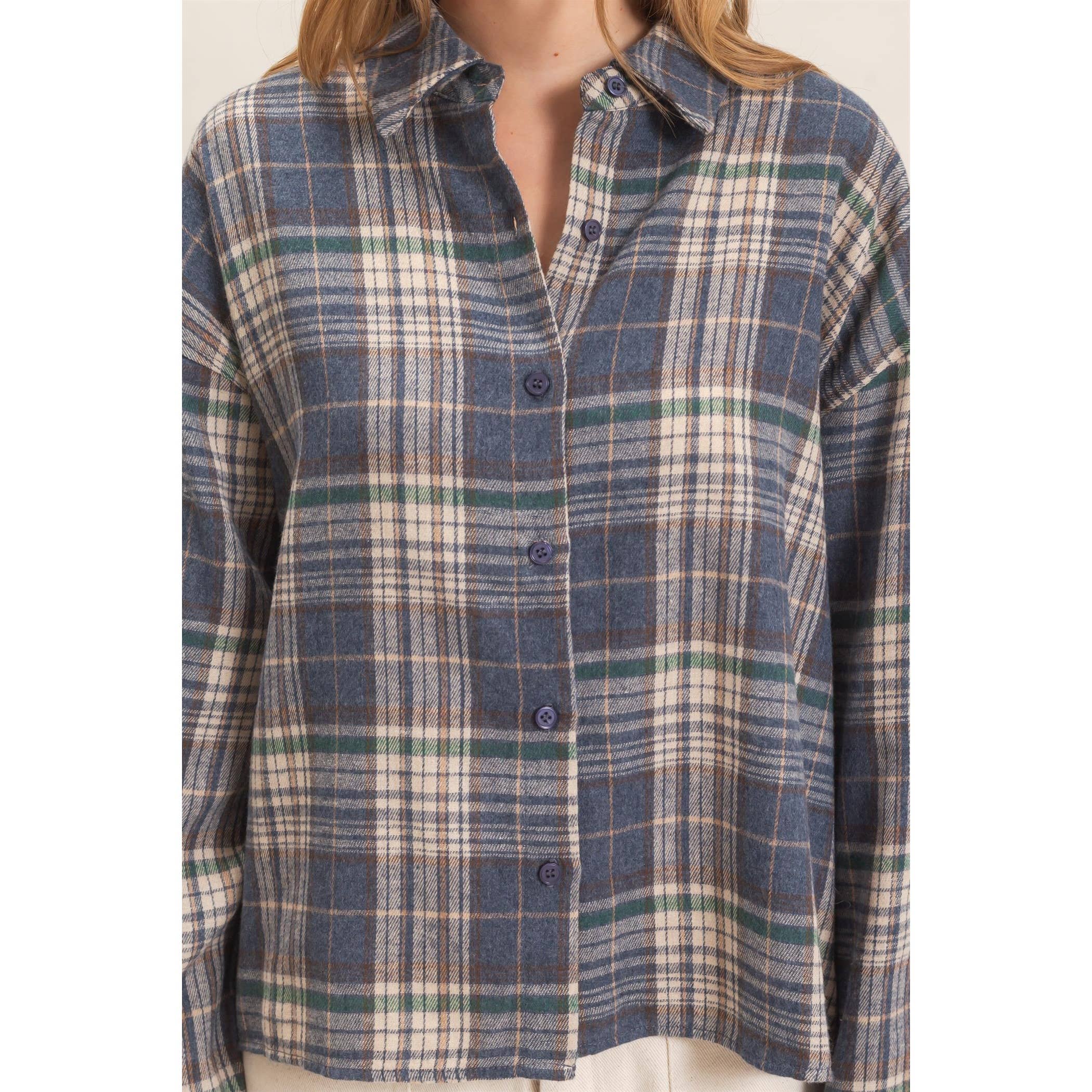 Plaid Button-Up Shirt