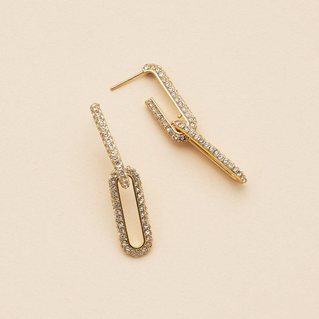 18k Gold Dipped Linked CZ Dangling Earrings | CZ Dangling Earrings