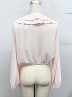 Ruffle Cascade V-Neck Blouse