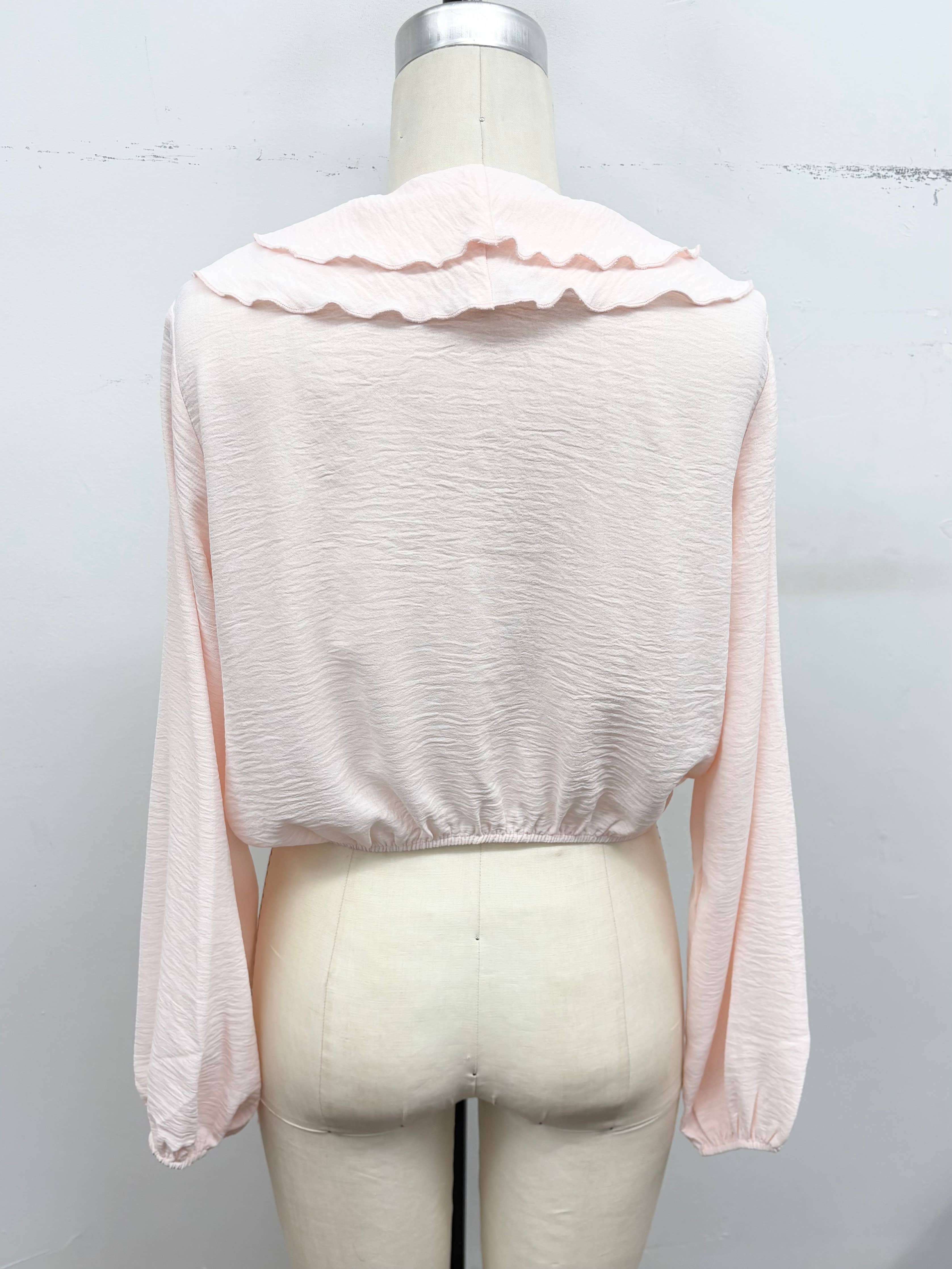 Ruffle Cascade V-Neck Blouse