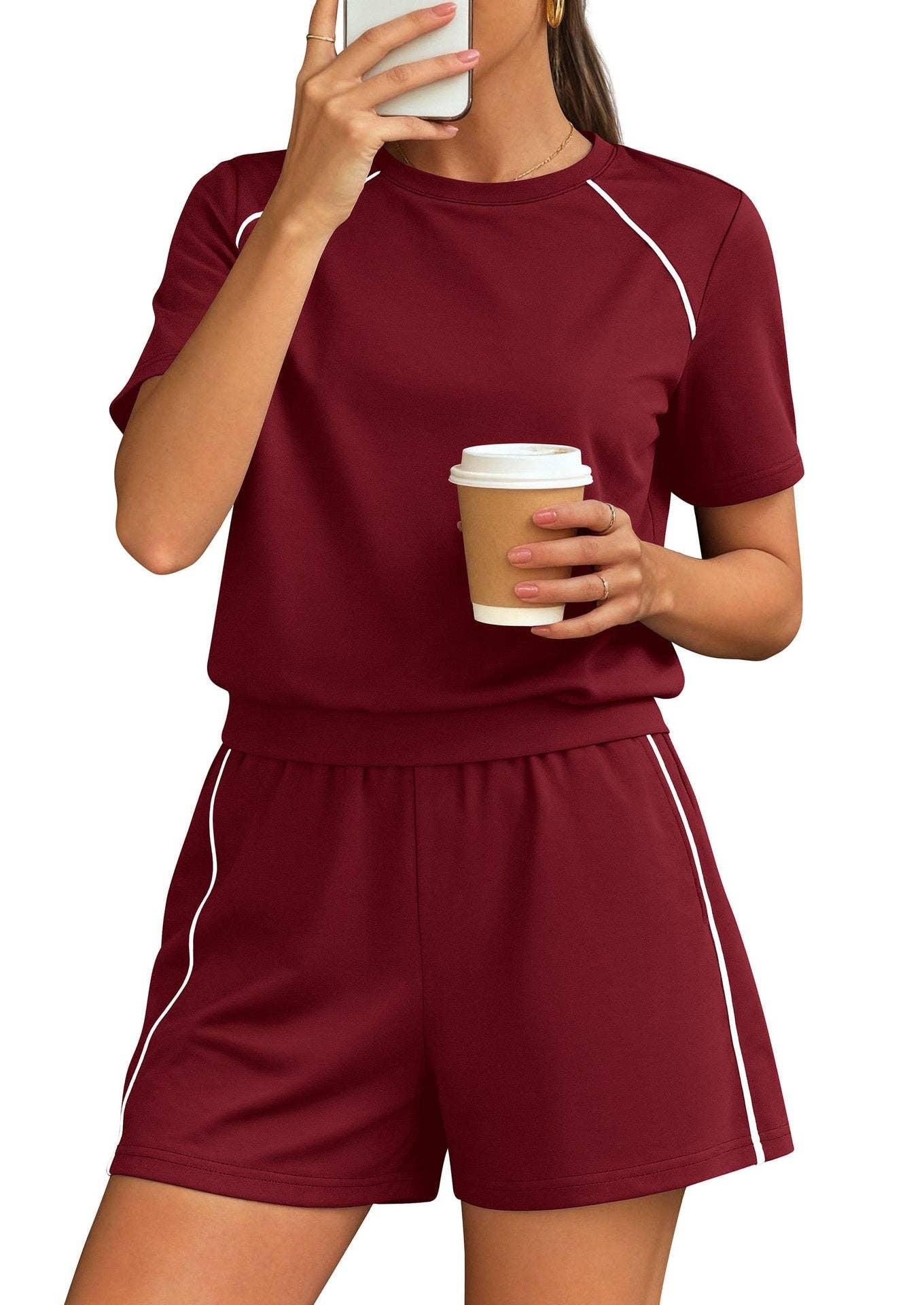 Athleisure Contrast Trim Two Piece Lounge Set