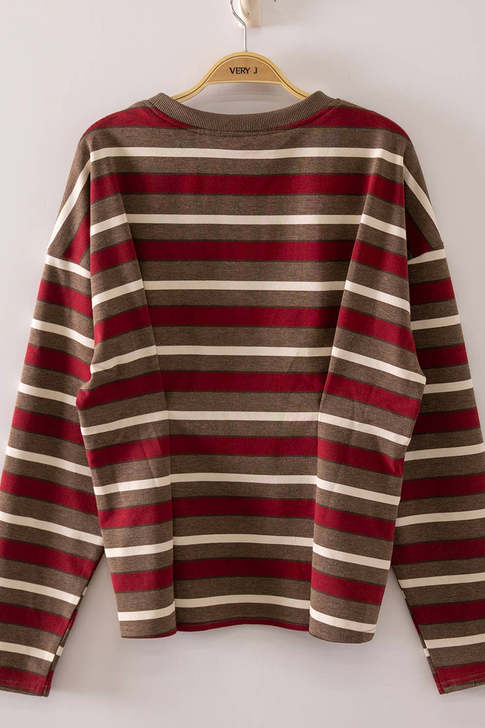 NT12979-Stripe Waist Pleated Top