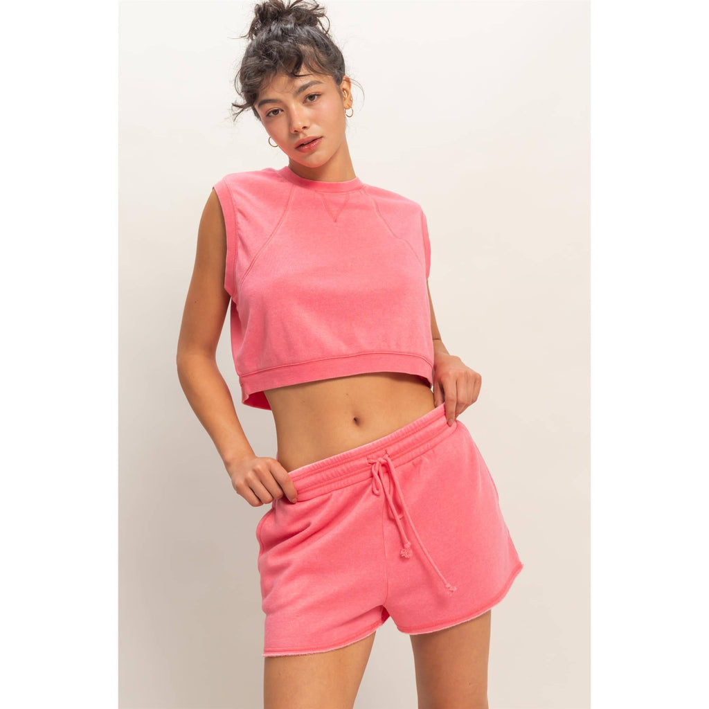 Burnout French Terry Sleeveless Top & Shorts Set