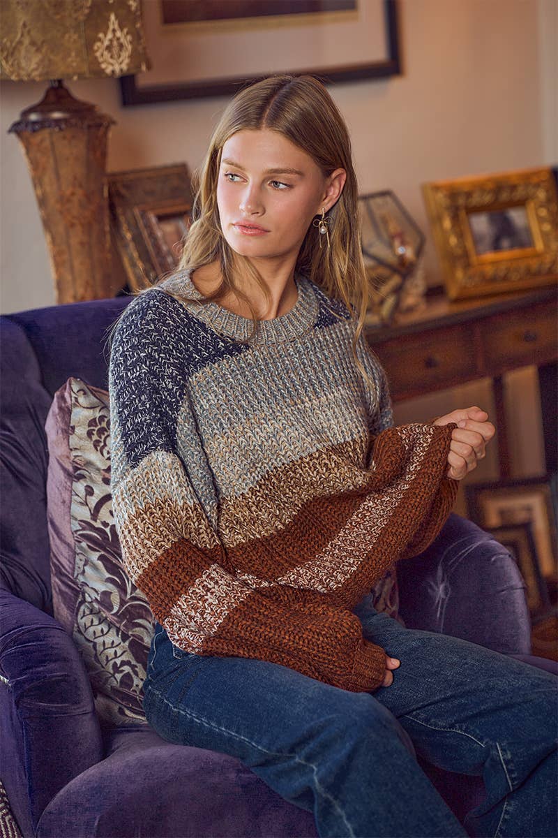 STRIPED MULTI COLOR CROP SWEATER