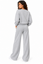 Fleece lined sweat shirt with wide leg loungewear 2 pcs set