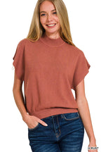 Mock Neck Short Dolman Sleeve Sweater
