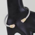 Bejeweled Two Toned Twisted Cuff Bracelet