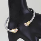 Bejeweled Two Toned Twisted Cuff Bracelet