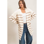 Open Front Stripe Cardigan