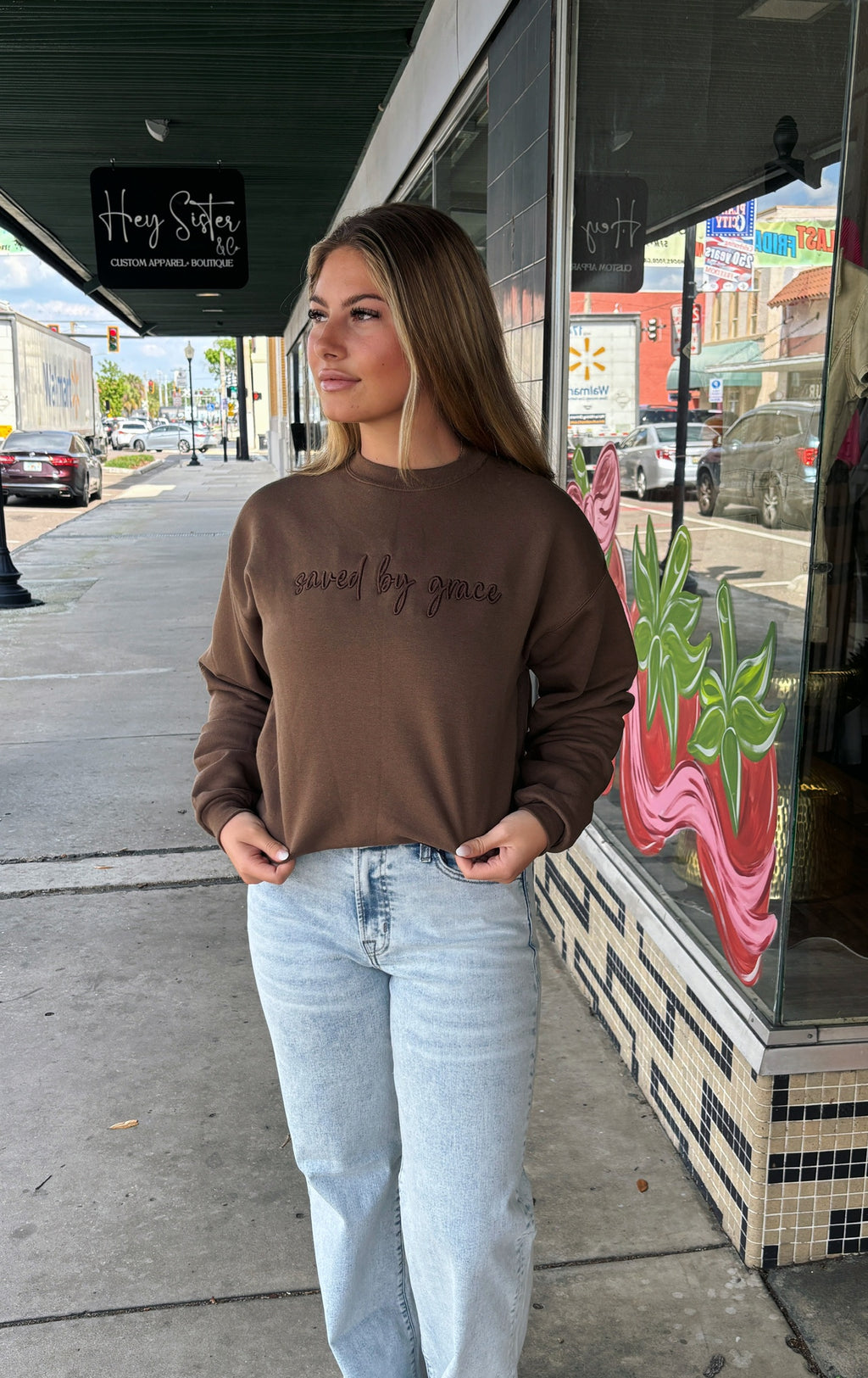 Saved By Grace Embroidered Sweatshirt