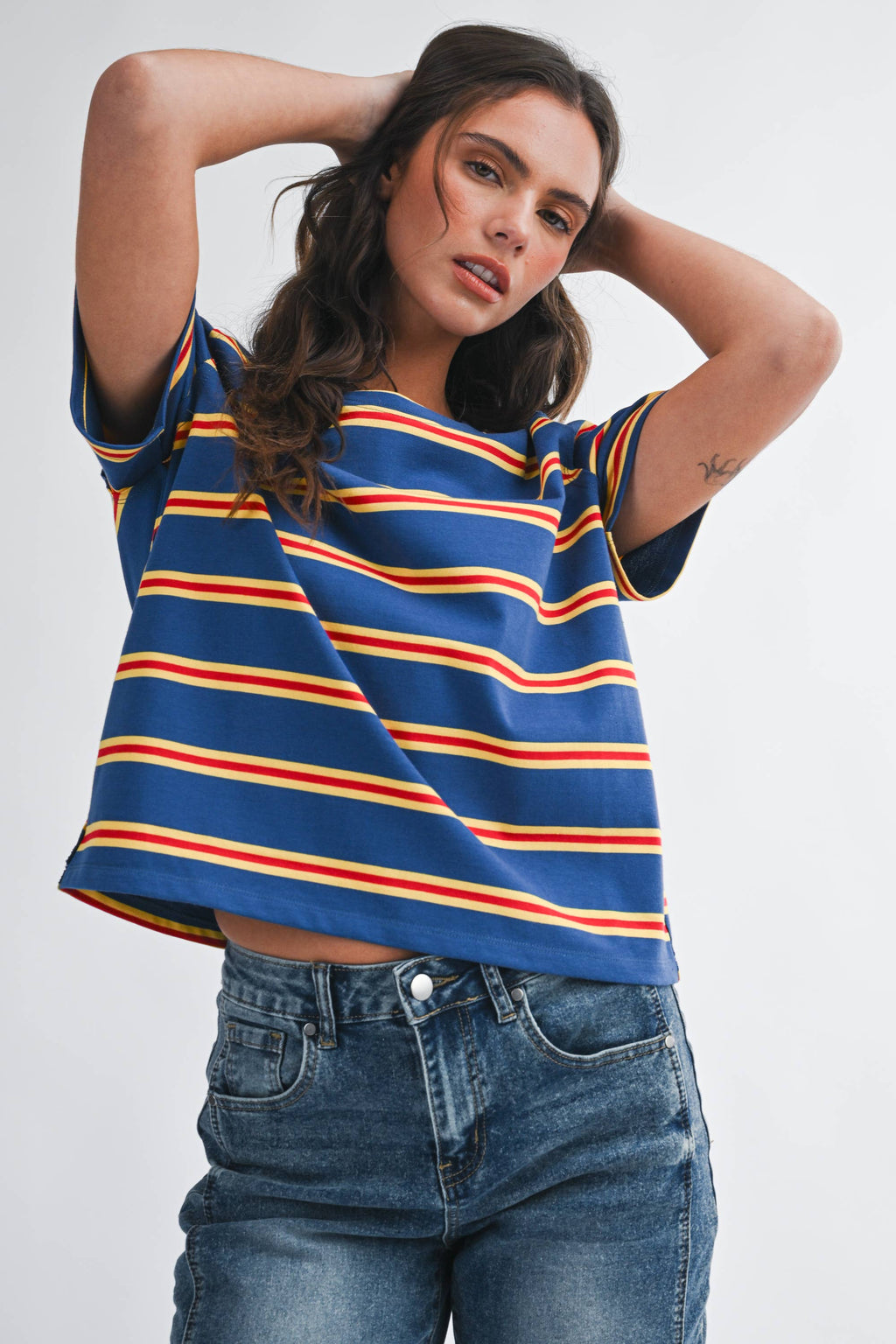 8510HN Striped Boxy Short Sleeve Tee
