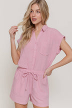 Dolman Short Sleeve Shirt & Shorts Linen Effect Set
