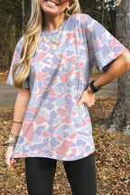 Retro Camouflage Print Womens Casual T Shirt S-3X