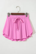 Solid Drawstring High Waist Skort