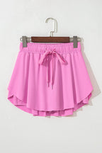 Solid Drawstring High Waist Skort