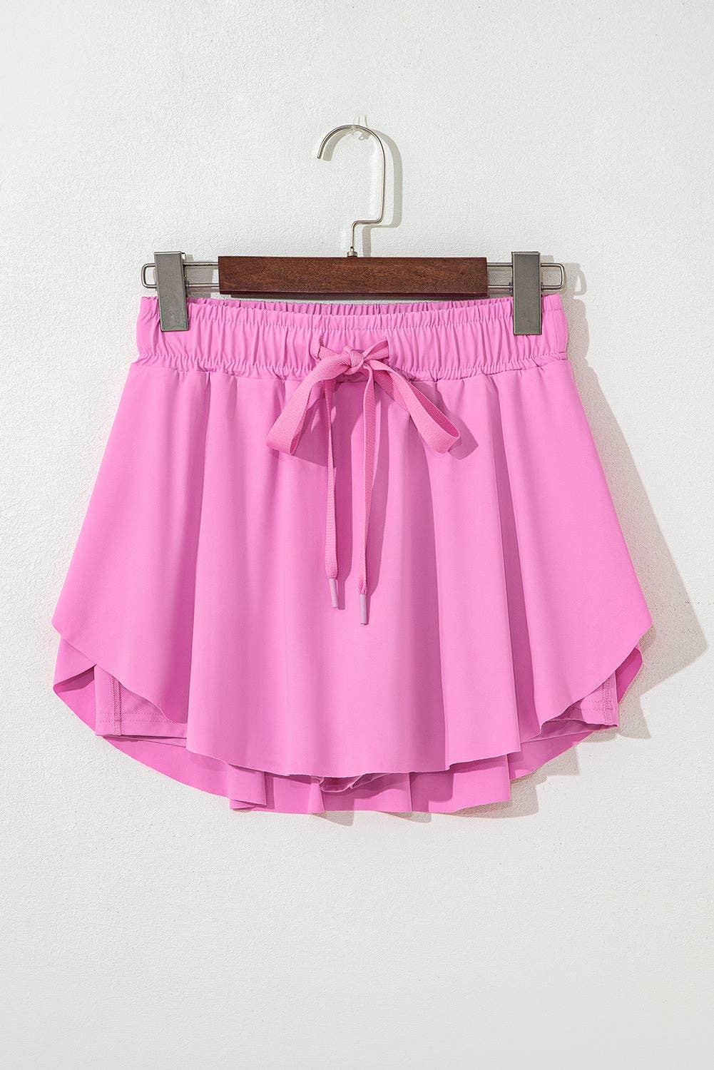 Solid Drawstring High Waist Skort