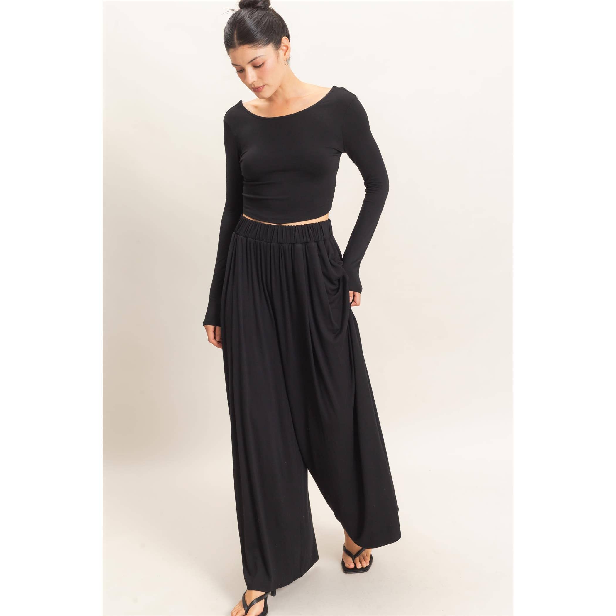 Long Sleeve Top & Wide Leg Pants Set