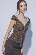 0226 Polka Dot Ruffle-Sleeve Top SI-29543