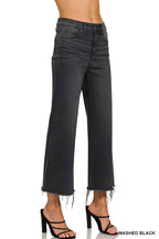 High Rise Washed Black Cropped Jeans