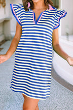 Stripe Collar Short Dress