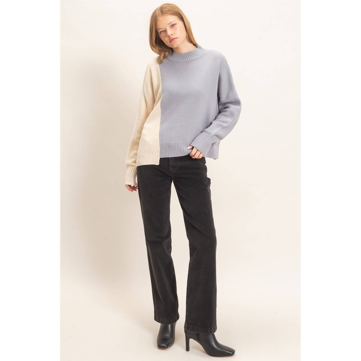 Two-Tone Knit Sweater
