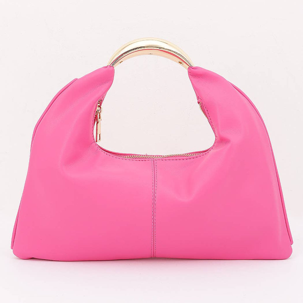 Metallic Top Handle Hobo Bag