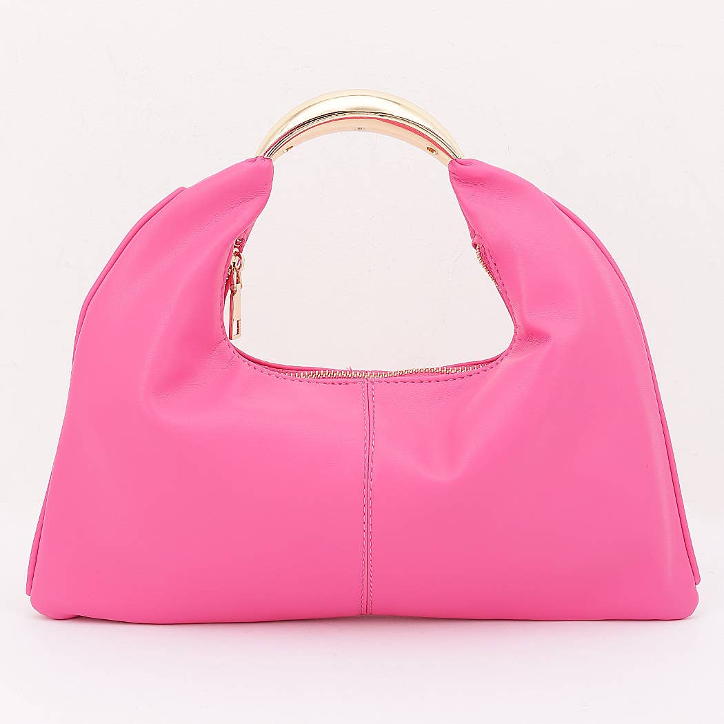 Metallic Top Handle Hobo Bag