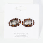 Rhinestone Embellished Football Stud Earrings